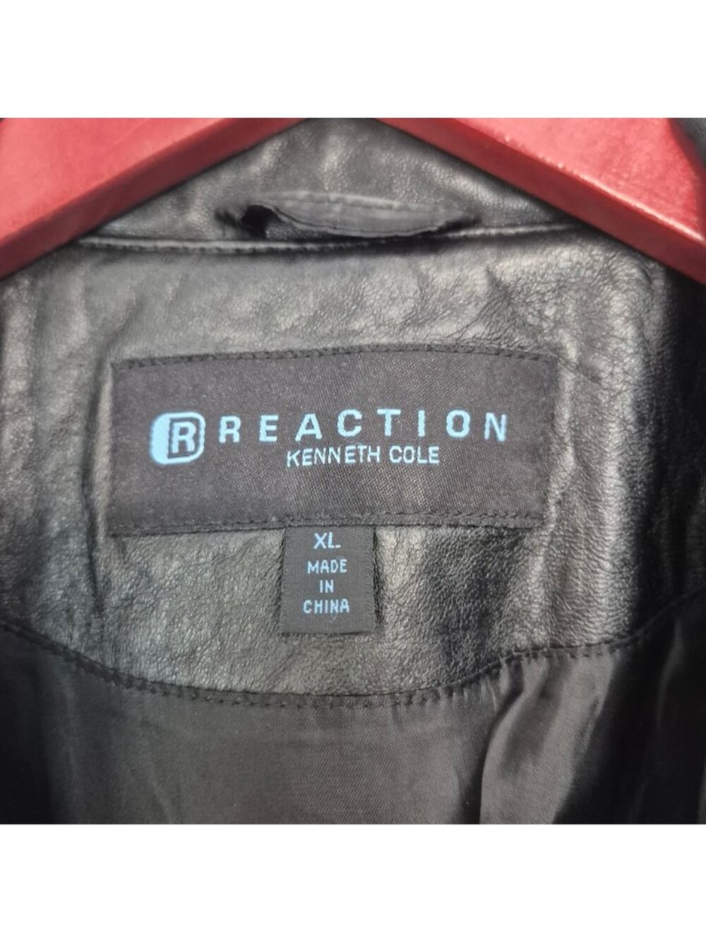 Kenneth Cole Reaction XL Black Leather Jacket With Pockets & Zip-Up Front - Picture 2 of 9